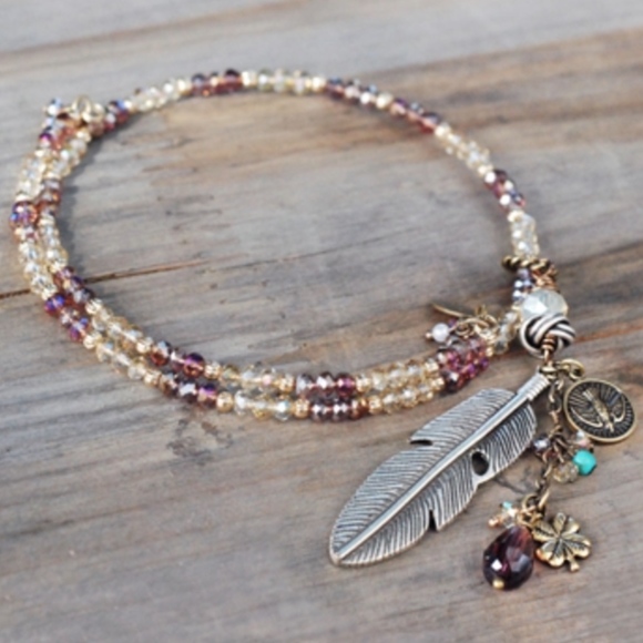 Sweet Romance Feathers & Beads Choker Necklace - Picture 3 of 7